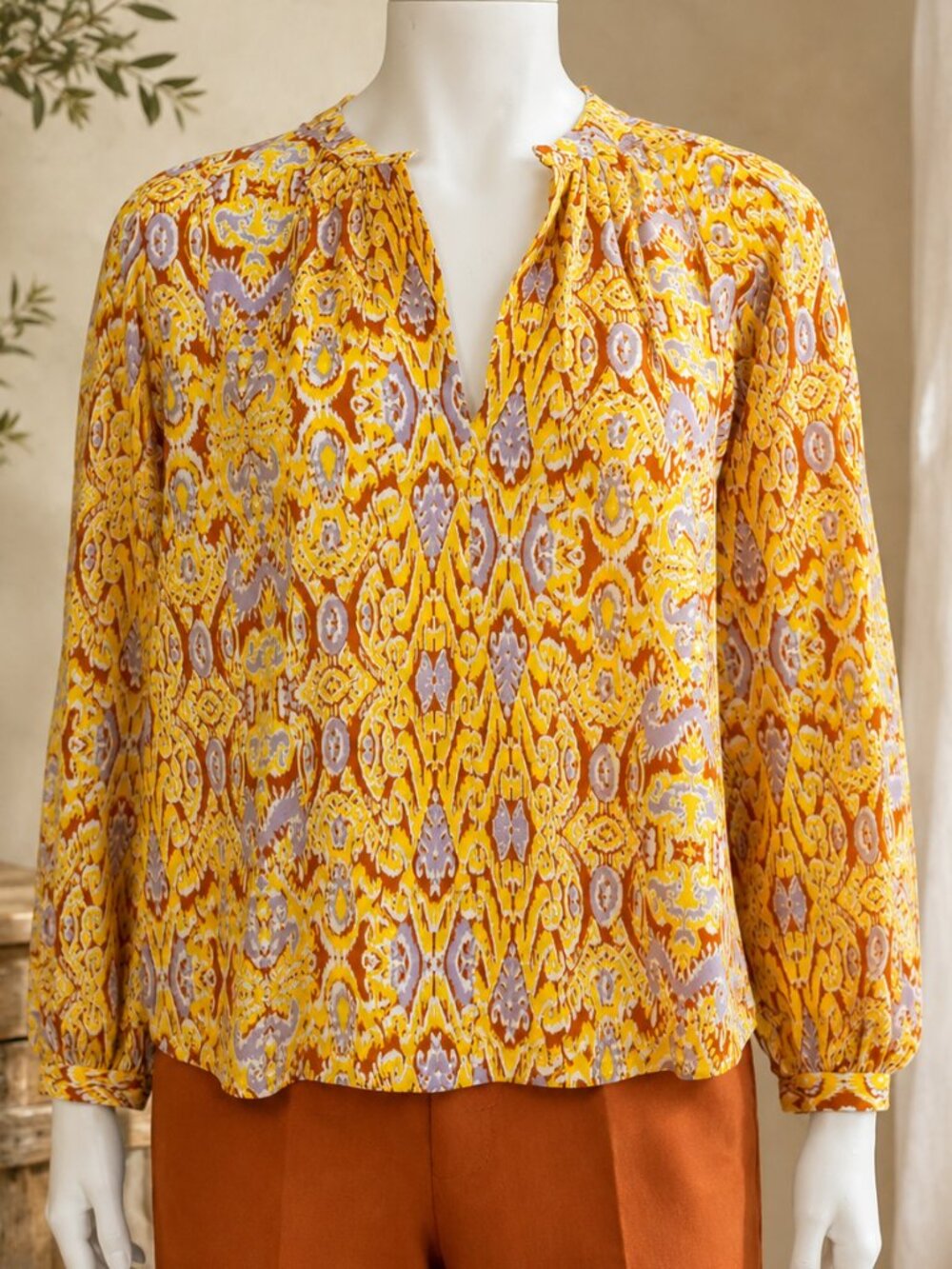 Zara Women's Yellow Printed Blouse